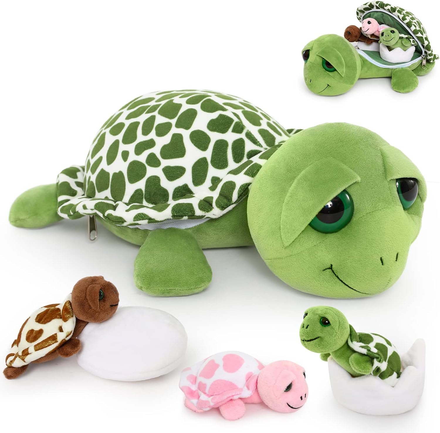 MorisMos Sea Turtle Family Plush Toy 14 with 3 Babies 2 Eggs