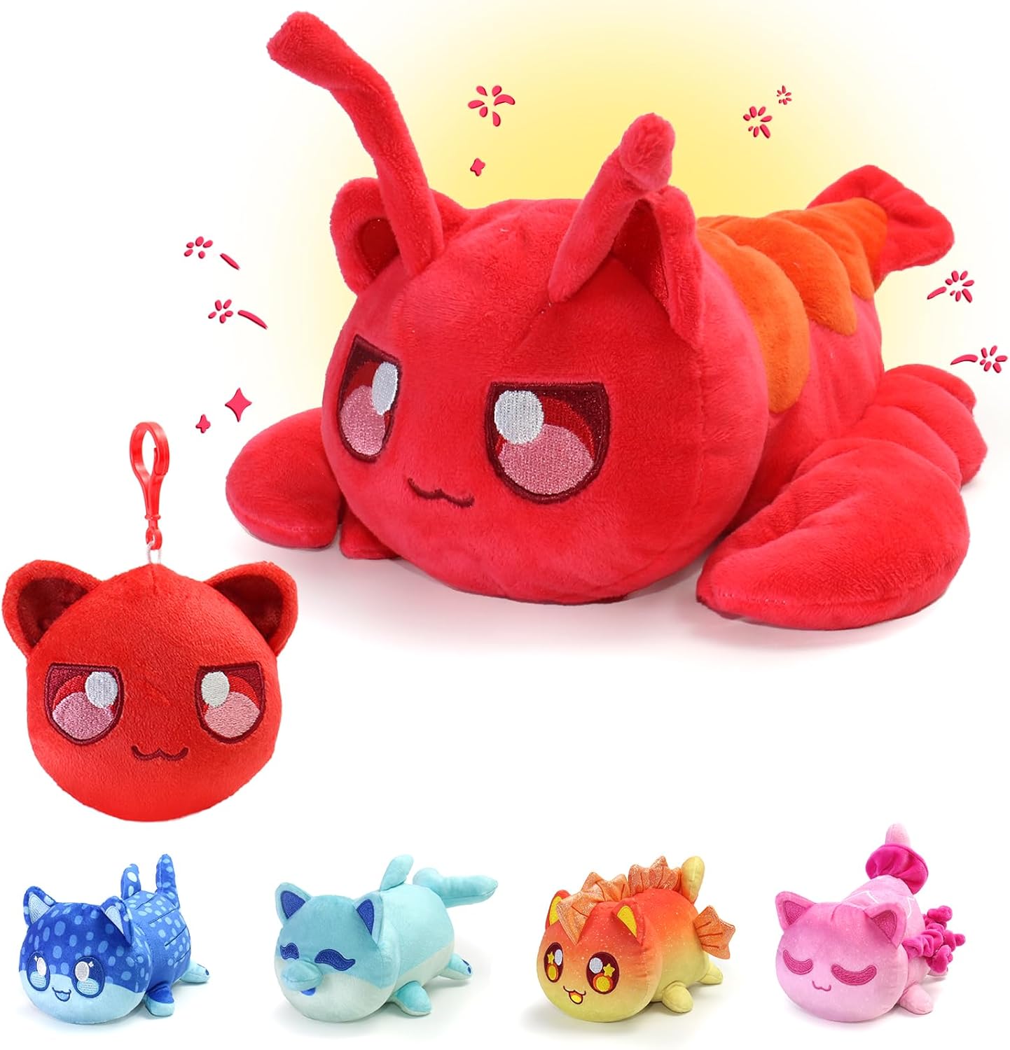 2 PCS Lobster Cat Plush Keychain - Under The Sea Collection