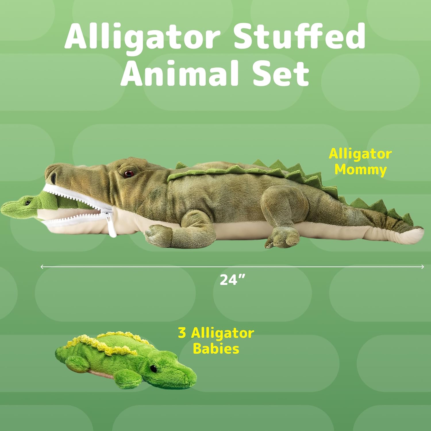PREXTEX Stuffed Alligator Mommy with 3 Baby Alligators