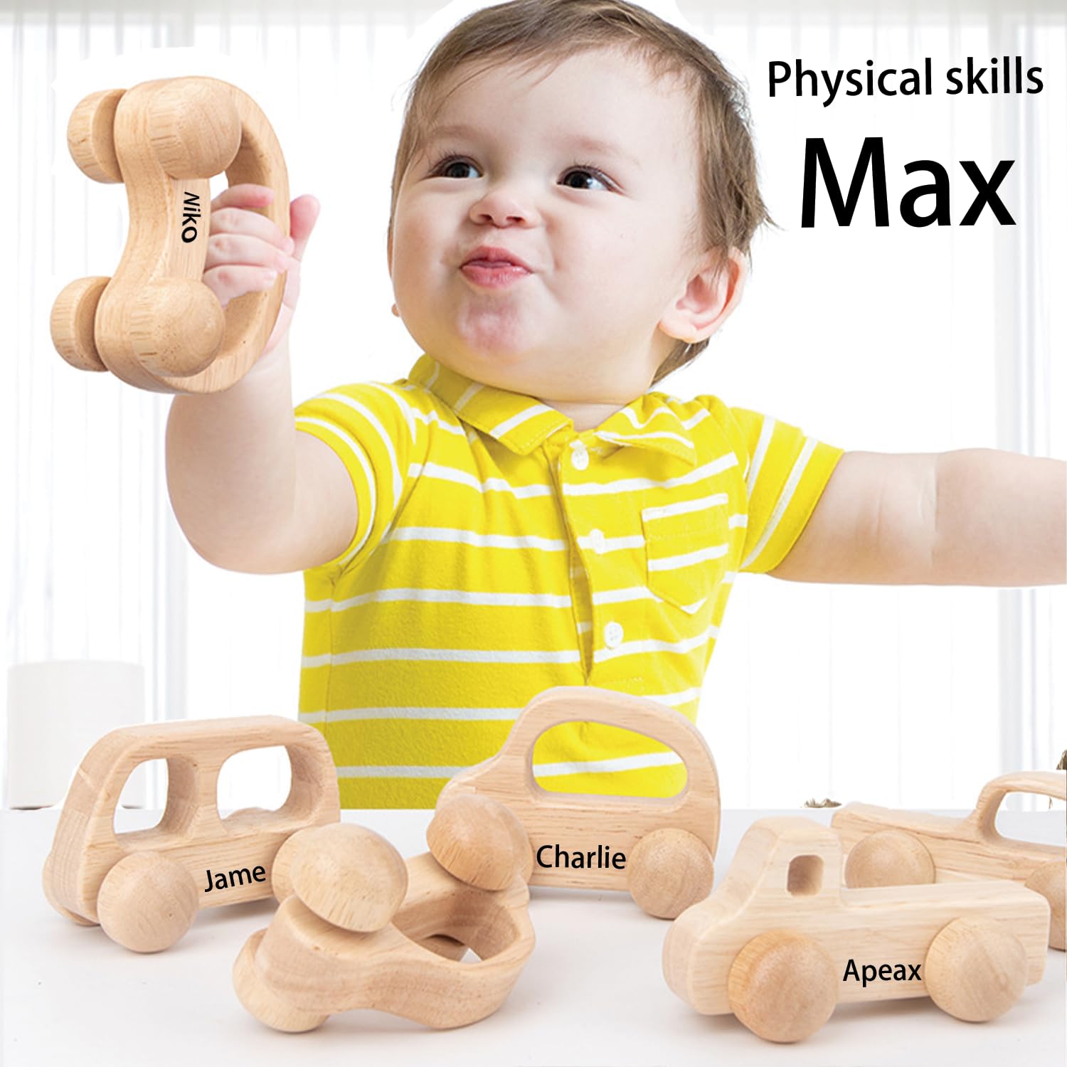 Personalized Name Wooden Toy Car for Toddlers 1-3 1