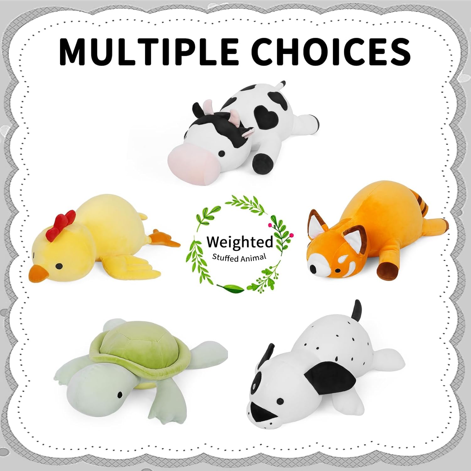 FLORVIV Weighted Cow Plush Toy 24 42lb Cuddly Hugging Doll