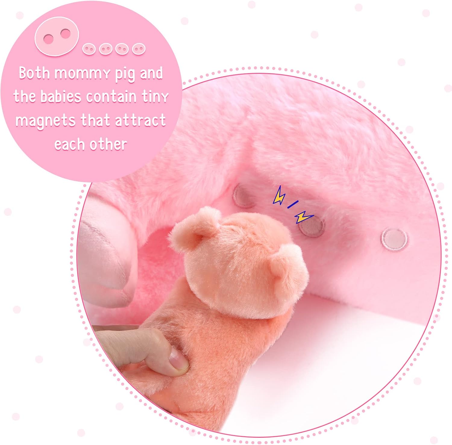 Honoson Plush Pig Set with 4 Magnetic Baby Pigs