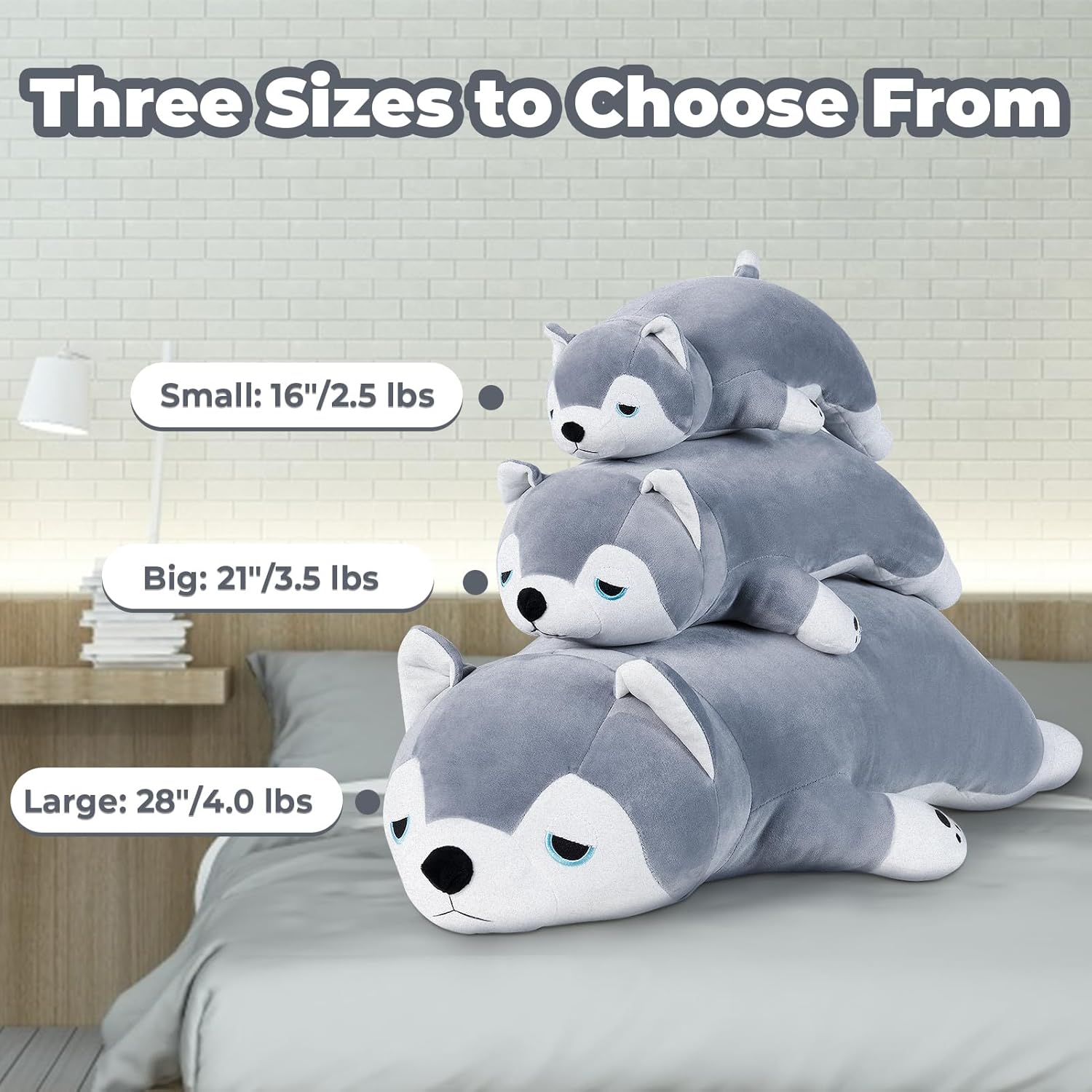 Meowtastic Husky Weighted Plush Toy - 28 Inch 40 lbs