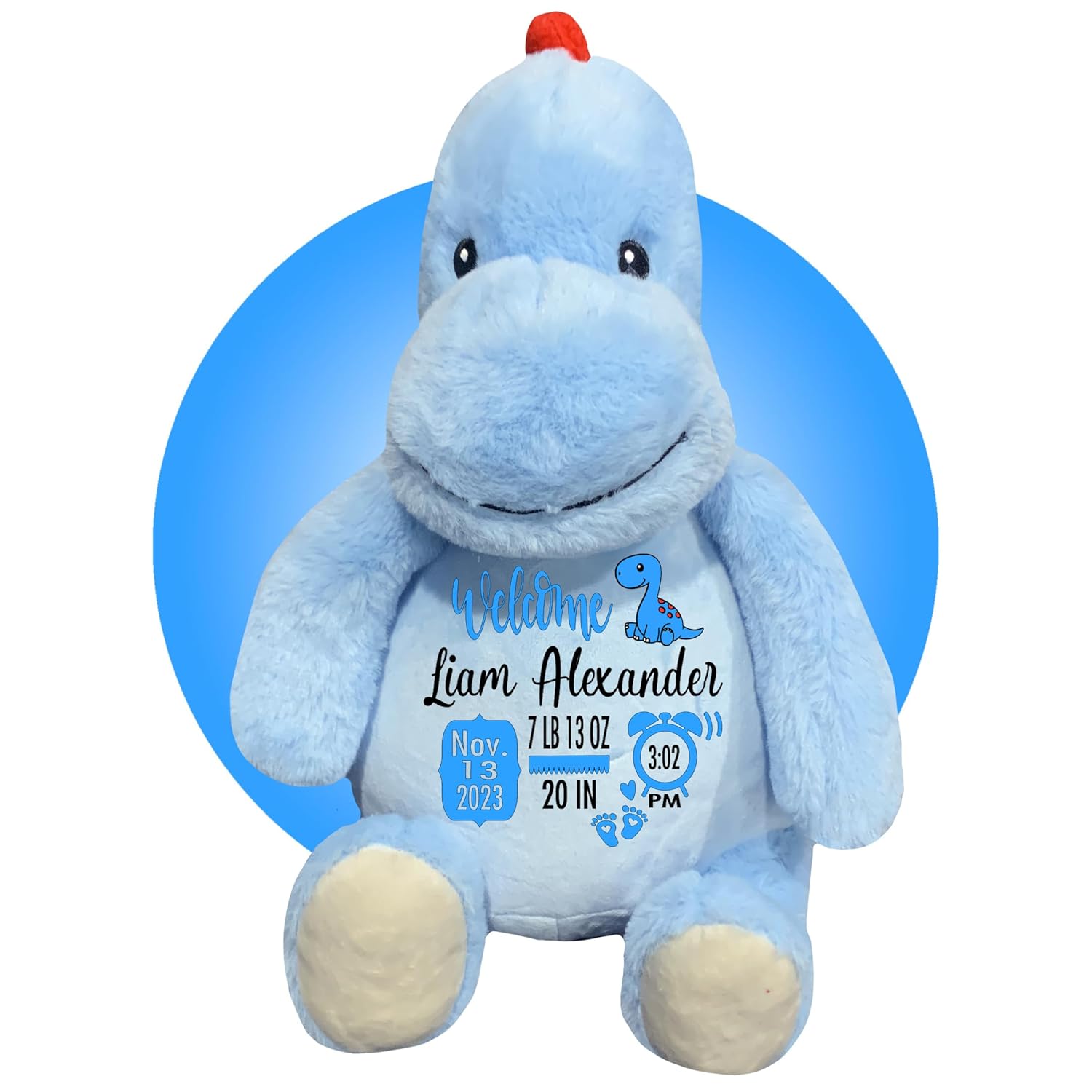 Baby Birth Stats Plush Green Dinosaur