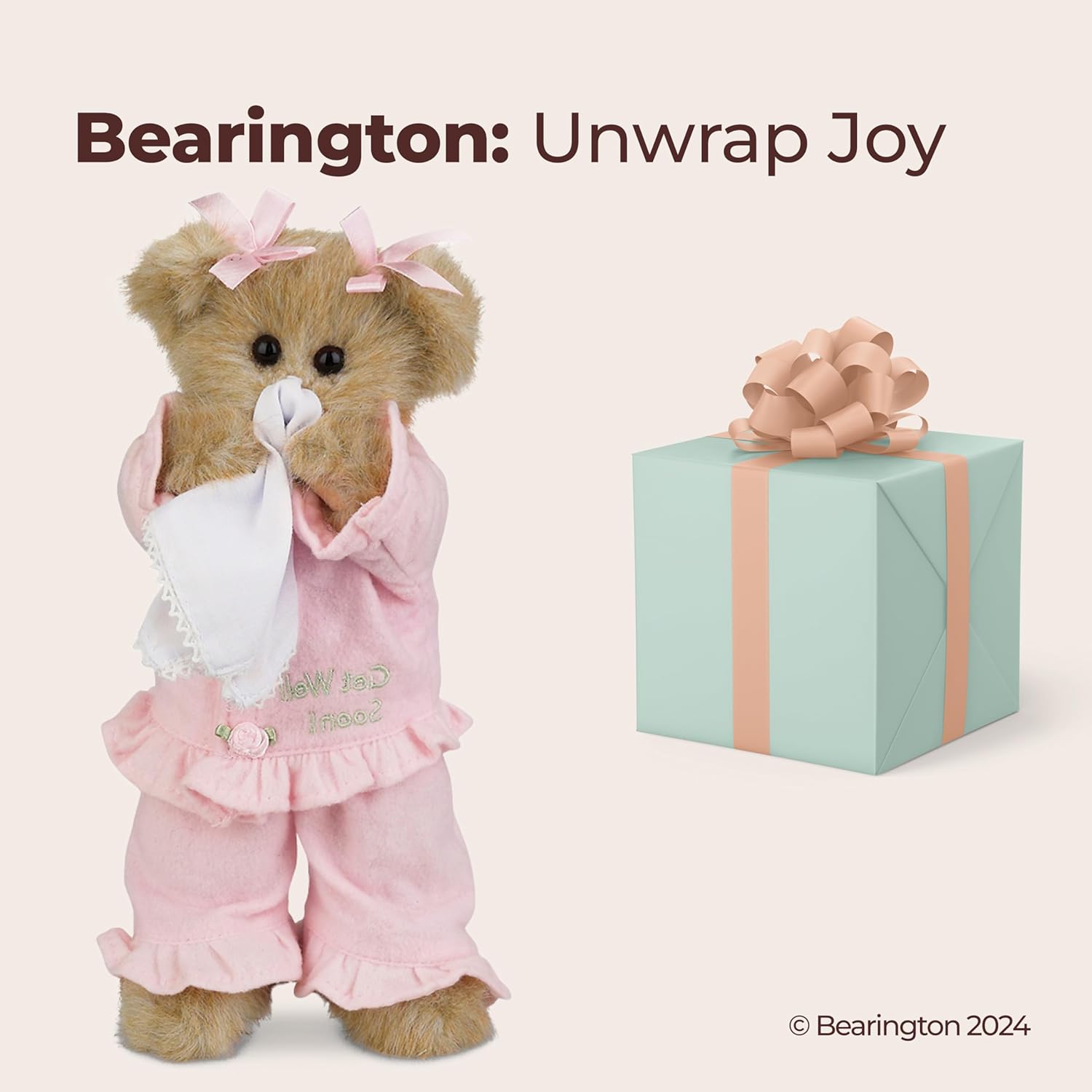 Bearington Sicky Vicky Get Well Teddy Bear 10 Inch