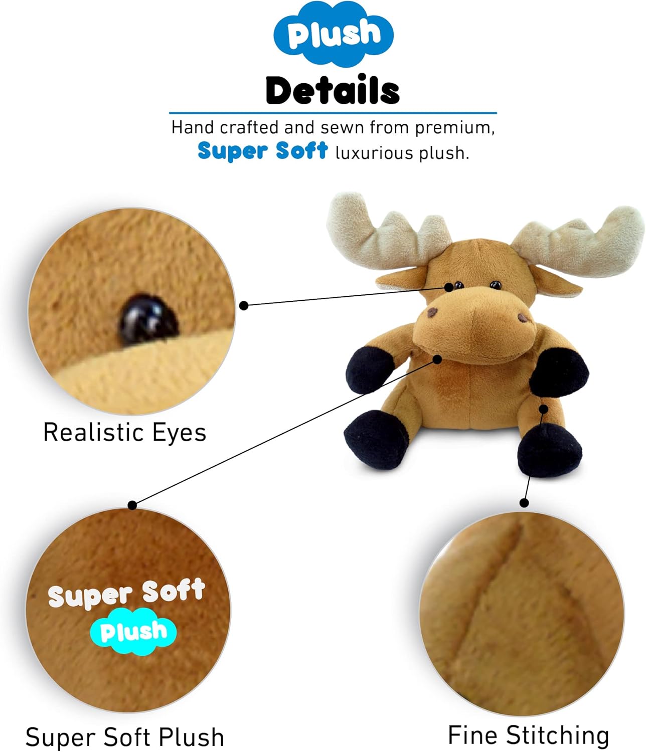 DolliBu Plush Moose - 6 Inches Soft Huggable Toy
