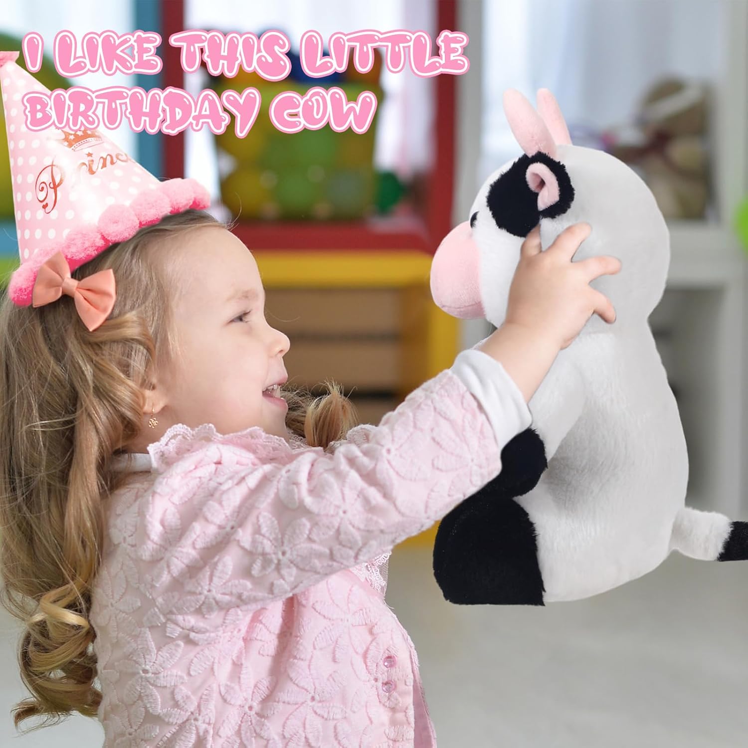 HyDren 98 Inch Birthday Cow Plush Toy