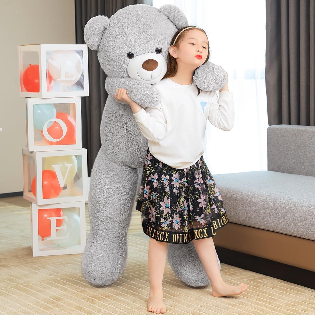 Yeqivo Giant Grey Teddy Bear Plush Toy 120cm