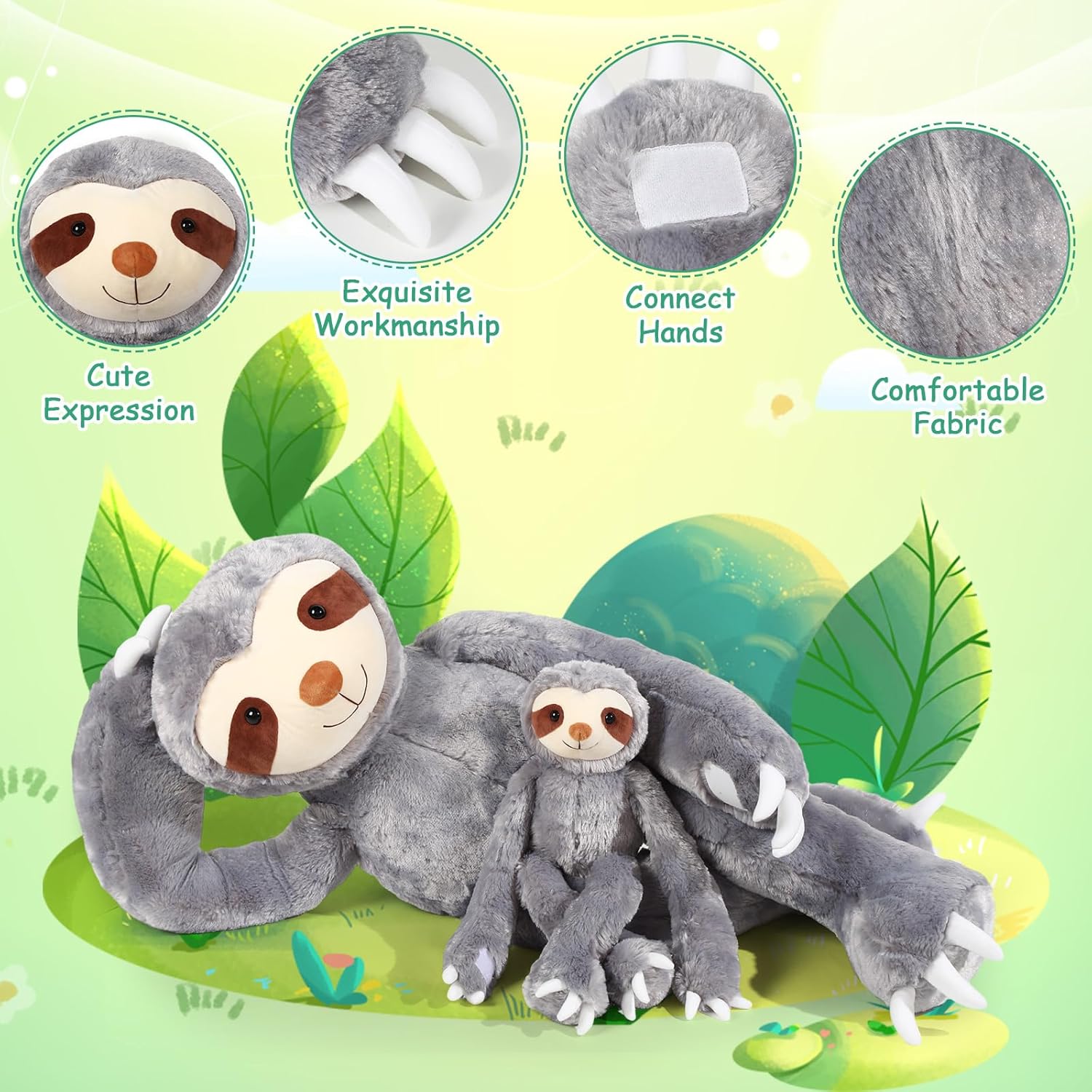 Libima 2 Pcs Large Sloth Plush Stuffed Animal Set