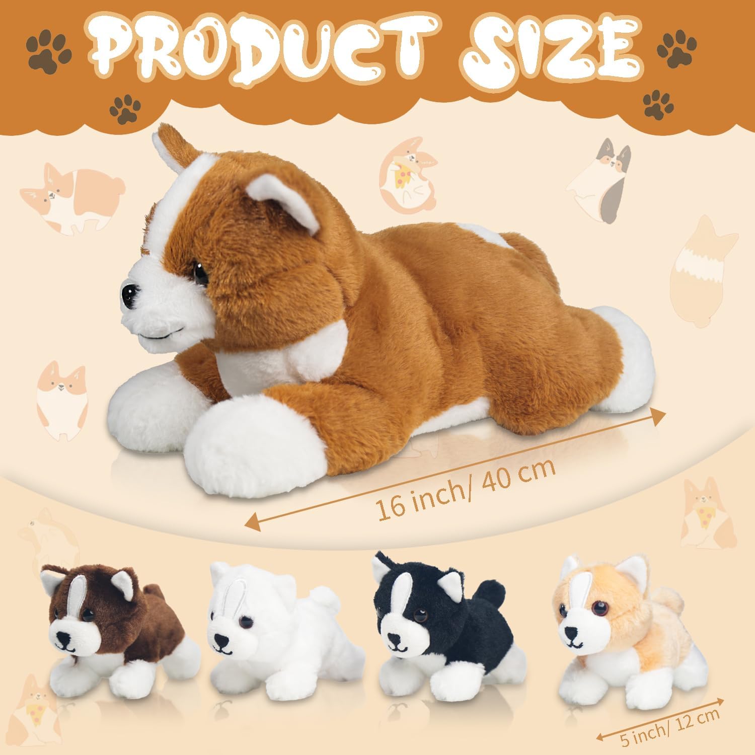 5 Pieces Dog Stuffed Animal Set with Babies Inside