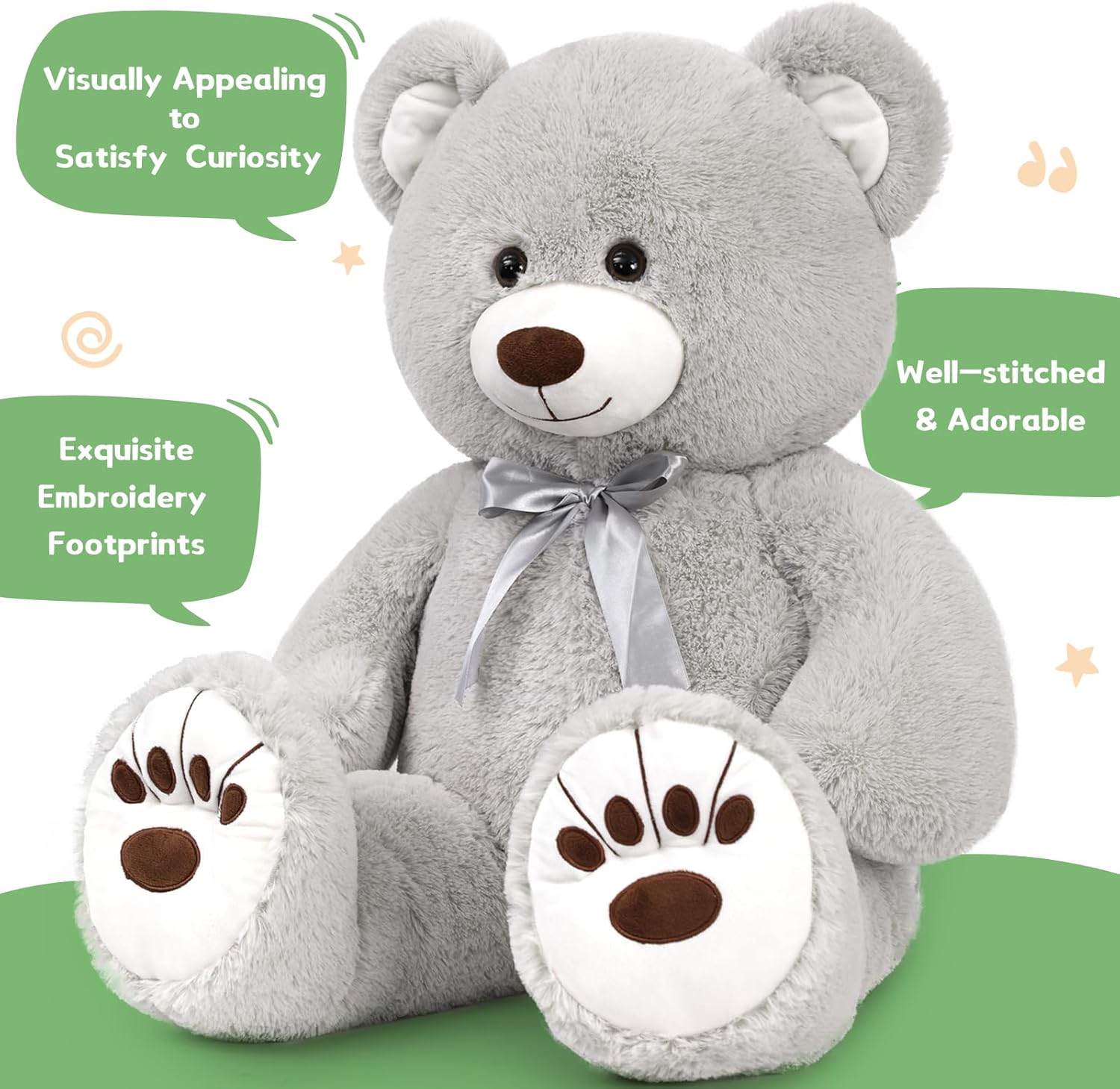 MorisMos 36in Giant Gray Teddy Bear Plush Toy