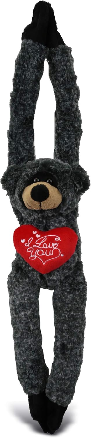 DolliBu Personalized Valentine Black Bear Plush - 21 Inches