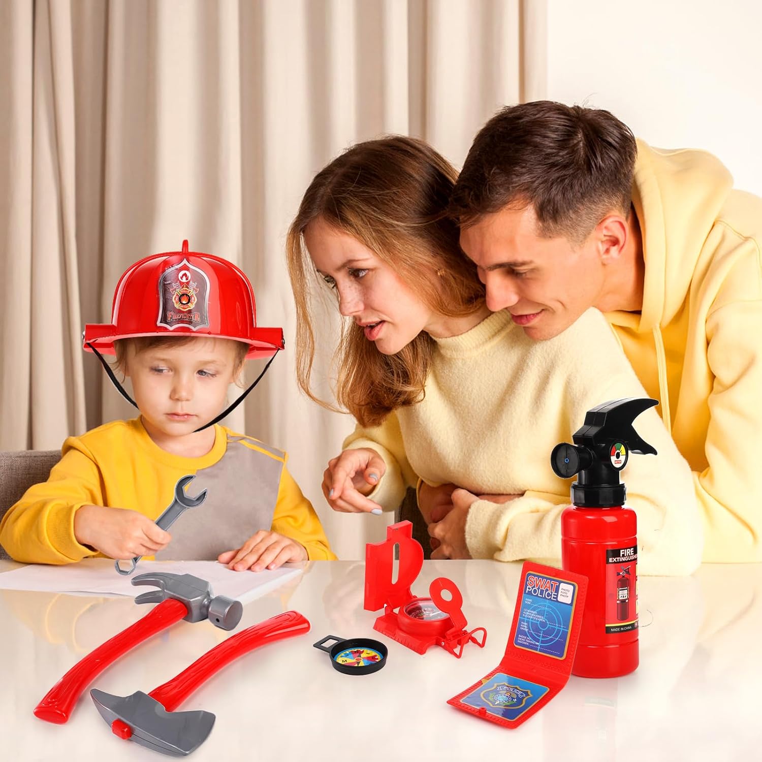 Noamus 18 Pcs Fireman Costume for Kids Ages 3-7