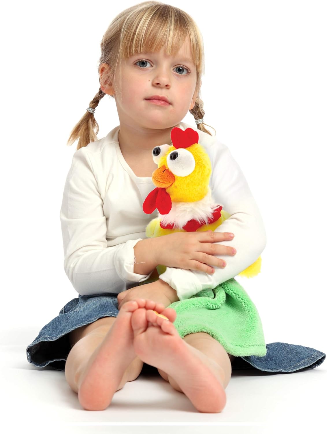 DolliBu Plush Rooster - Soft Huggable Sitting Yellow Farm Animal