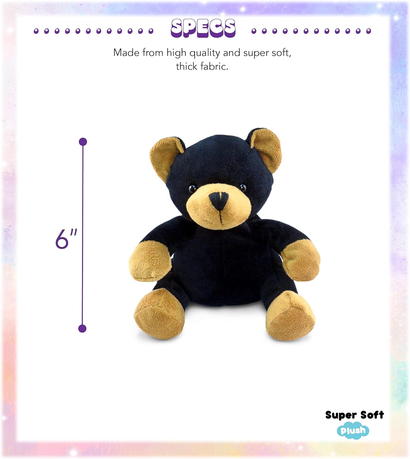 DolliBu Plush Black Bear Stuffed Animal - 6 Inches