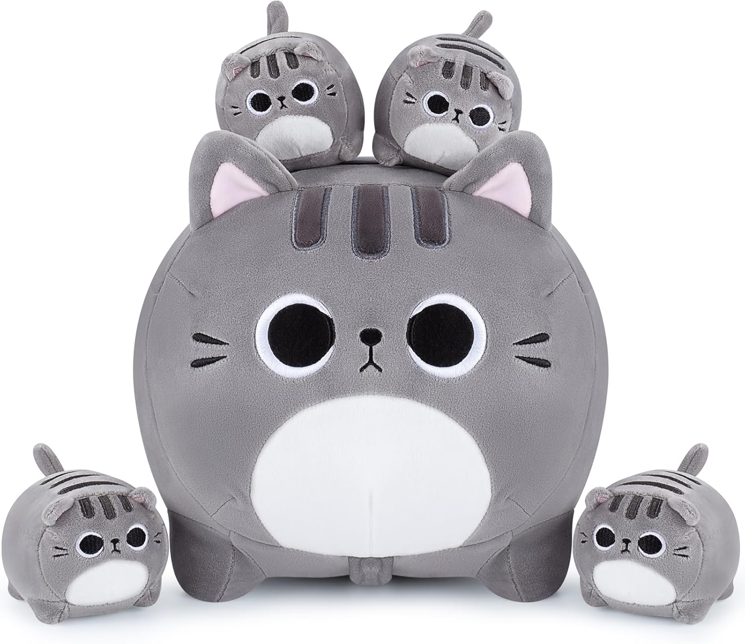 Grey Cat Plush Family 5PCS Stuffed Animal Set
