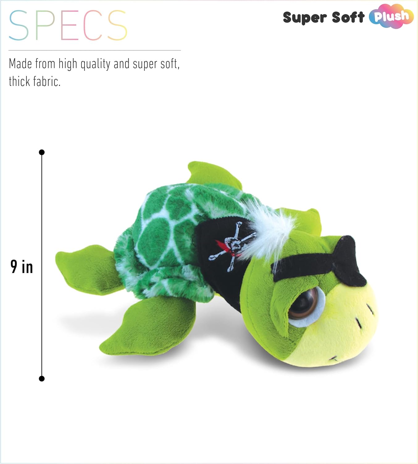 DolliBu Plush Pirate Sea Turtle Stuffed Animal - 9 Inch
