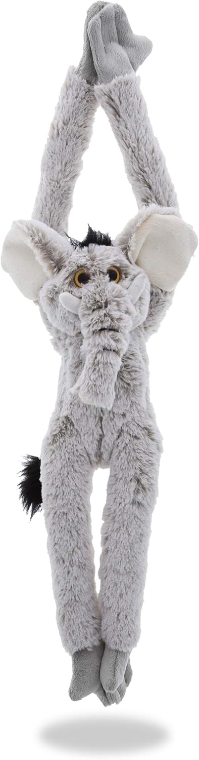 DolliBu 21 Inch Hanging Plush Elephant with Hook Loop Tape