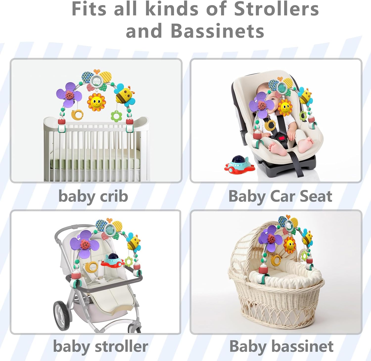 Musical Baby Stroller Arch Toy with 5 Soft Sounds