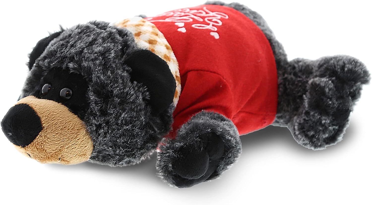 DolliBu Personalized Lying Black Bear Plush - I Love You 9 Inches