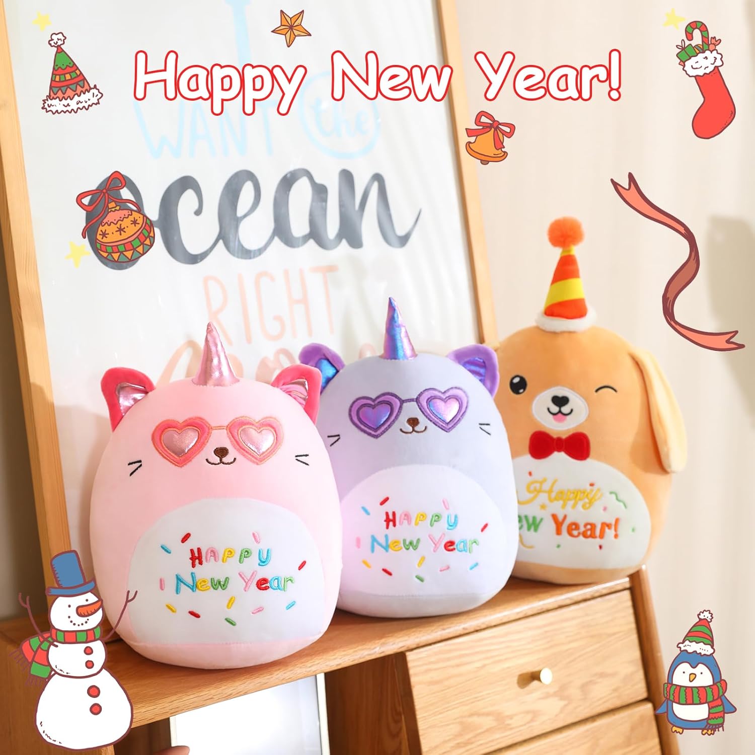 SQEQE Happy New Year Kawaii Dog Plush Toy 10 Inch