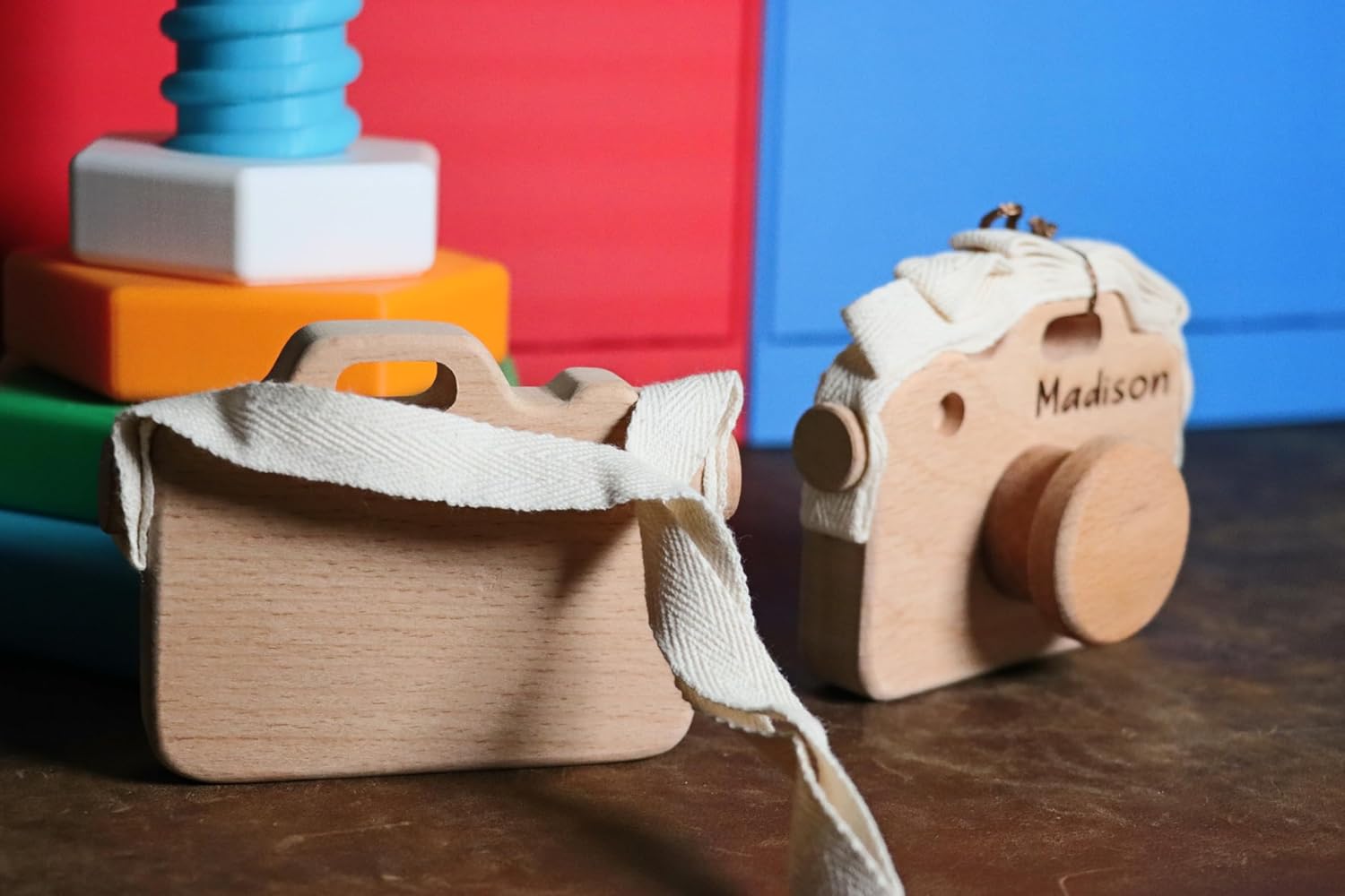 Handmade Wooden Camera Toy with Name