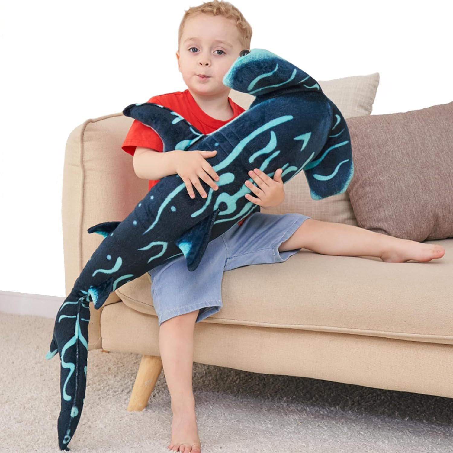 40 Inch Hammerhead Shark Plush Toy - Giant Huggable Stuffed Animal