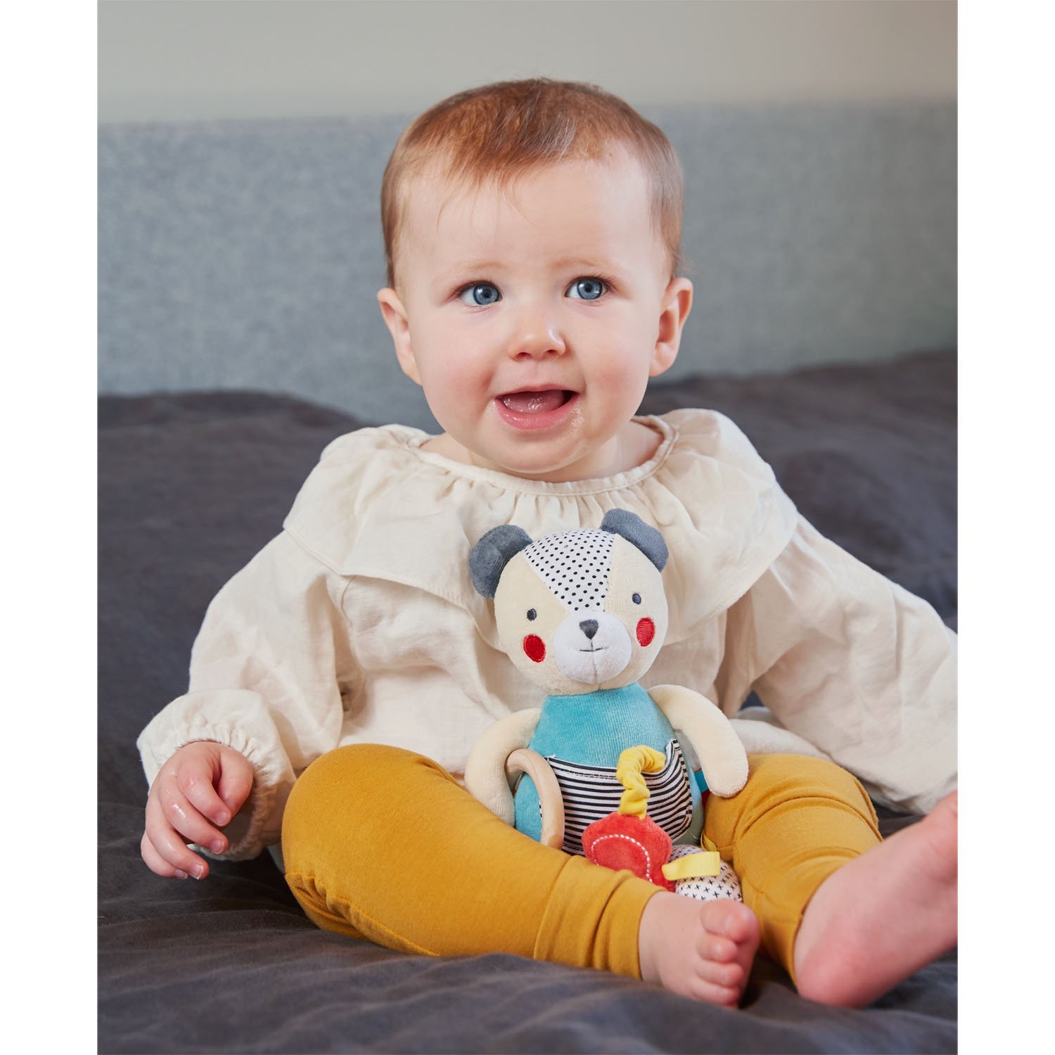 Petit Collage Organic Busy Bear Activity Toy - Handmade Teddy Bear for Babies