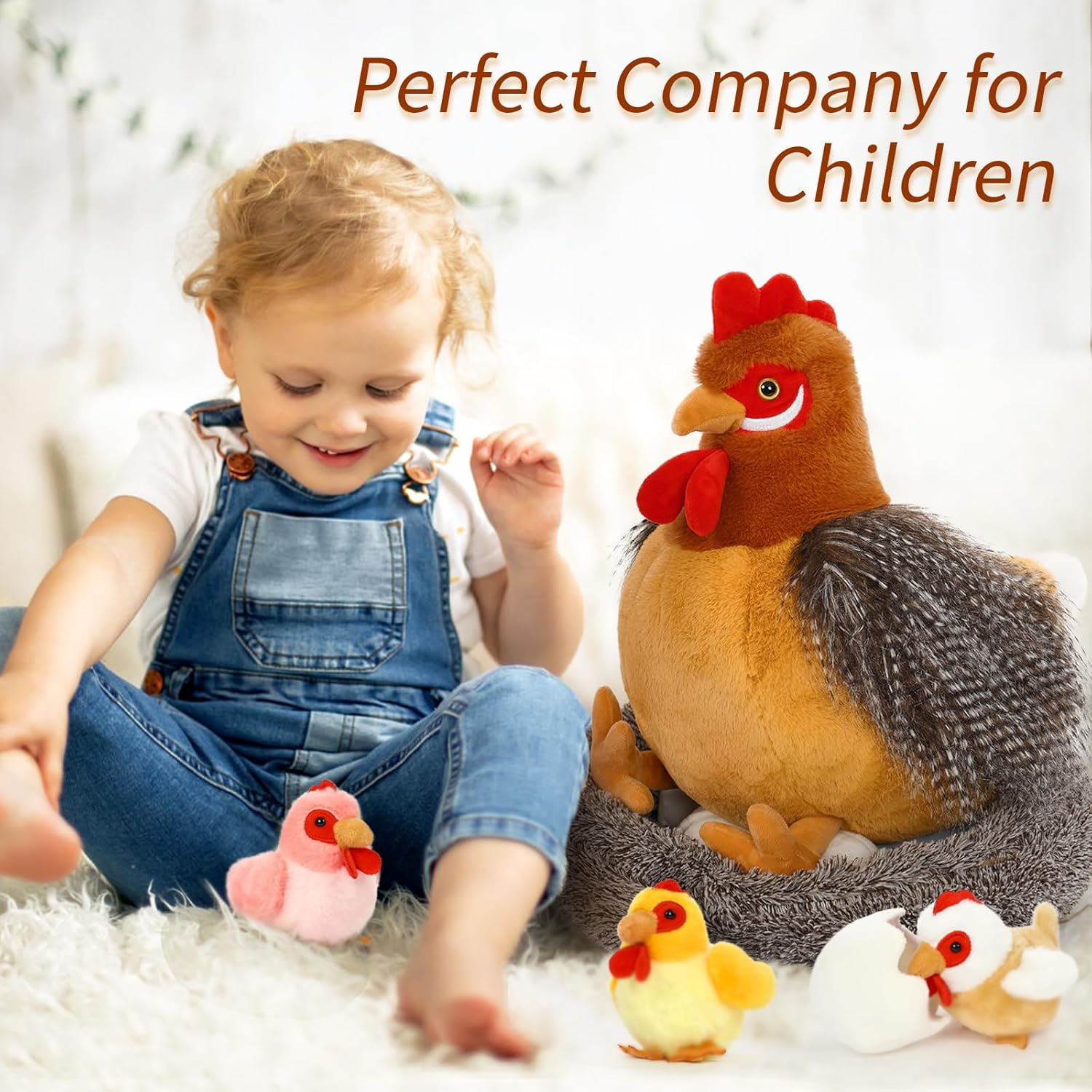 BENINY Farm Hen Plush Toy with Baby Chicks and Coop