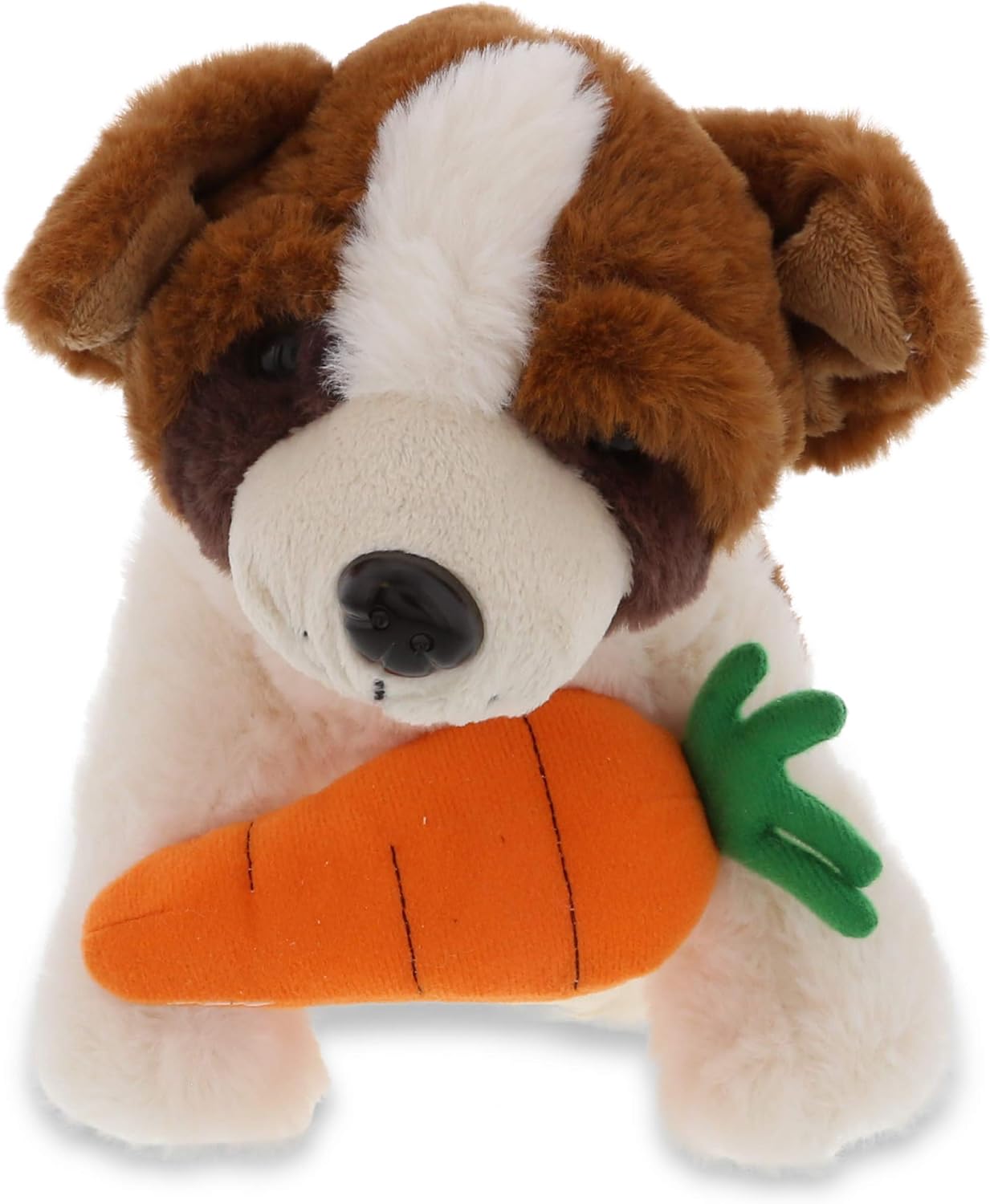 DolliBu St Bernard Plush Dog with Carrot - Happy Easter 8 Inch Stuffed Animal