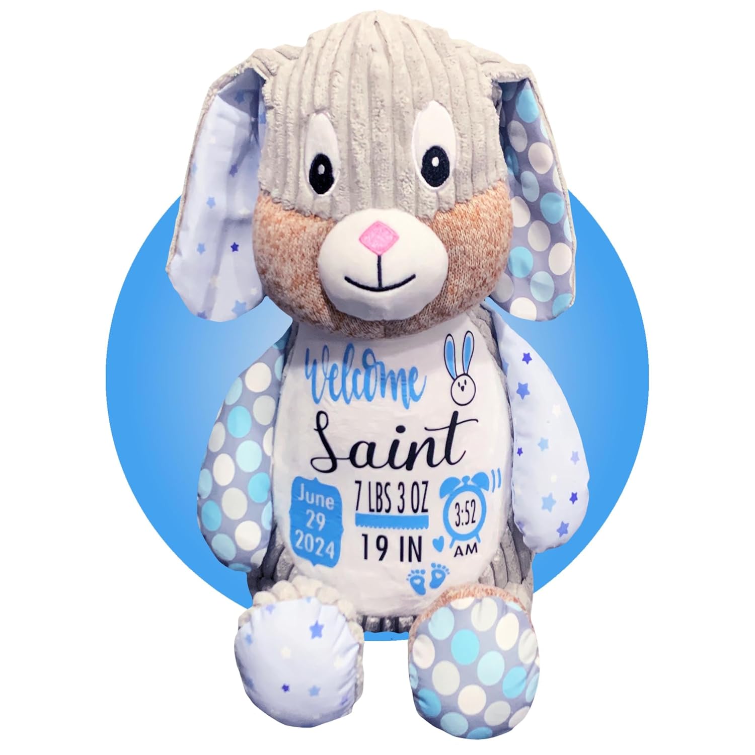 Baby Birth Stats Plush - Starry Night Bunny