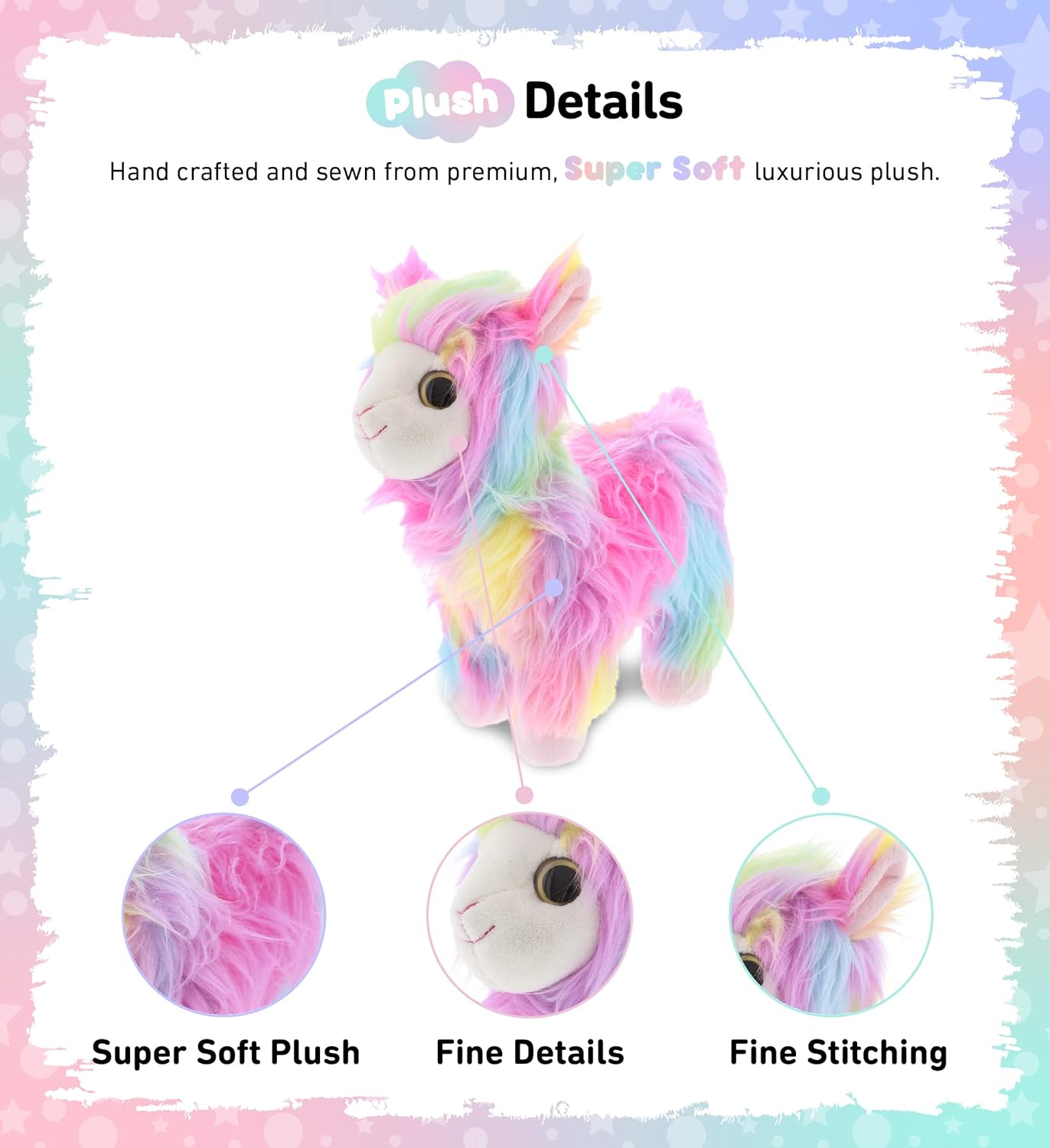 DolliBu Plush Rainbow Llamacorn Stuffed Animal - 95 Inch