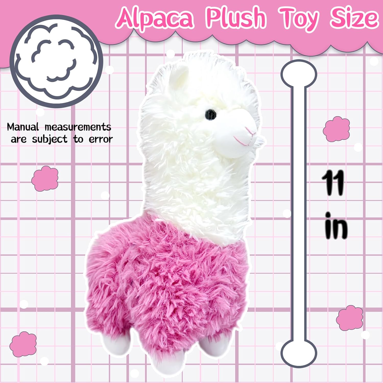 NuomiYue Cute Pink Alpaca Plush Toy 11 Soft Stuffed Animal