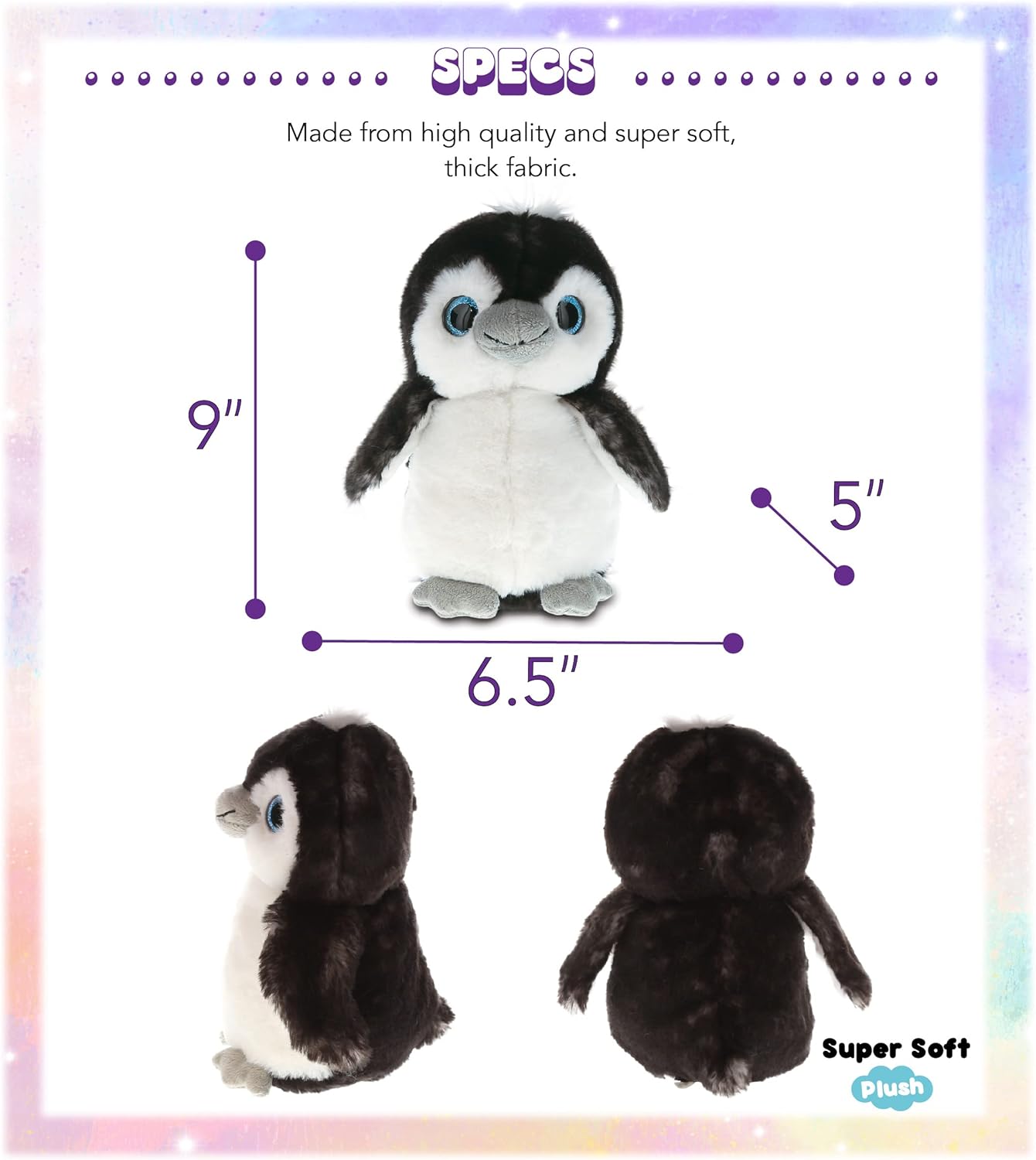 DolliBu Grey Penguin Plush - Huggable 9 Inch Stuffed Animal