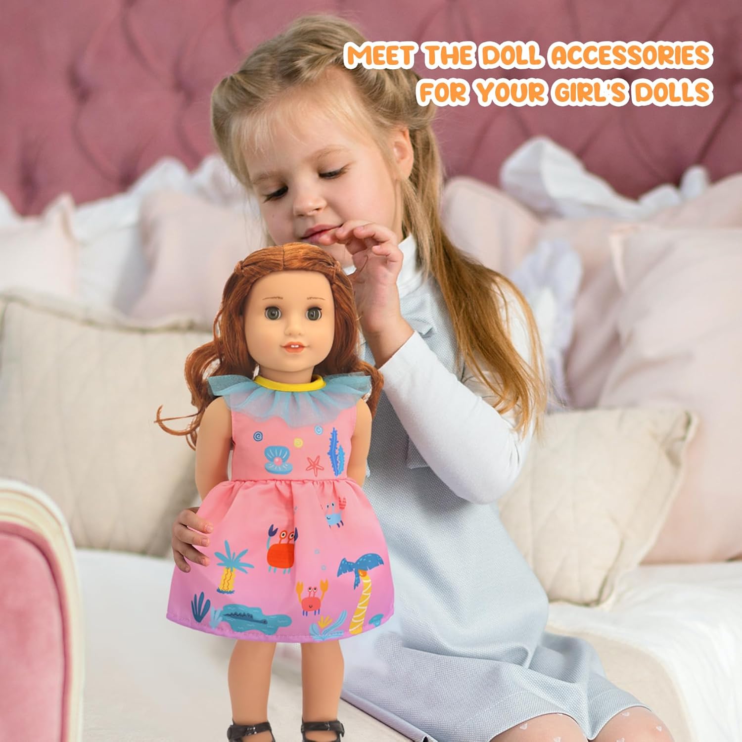DC-BEAUTIFUL 6 Piece Doll Outfits for 16-18 Inch Baby Dolls