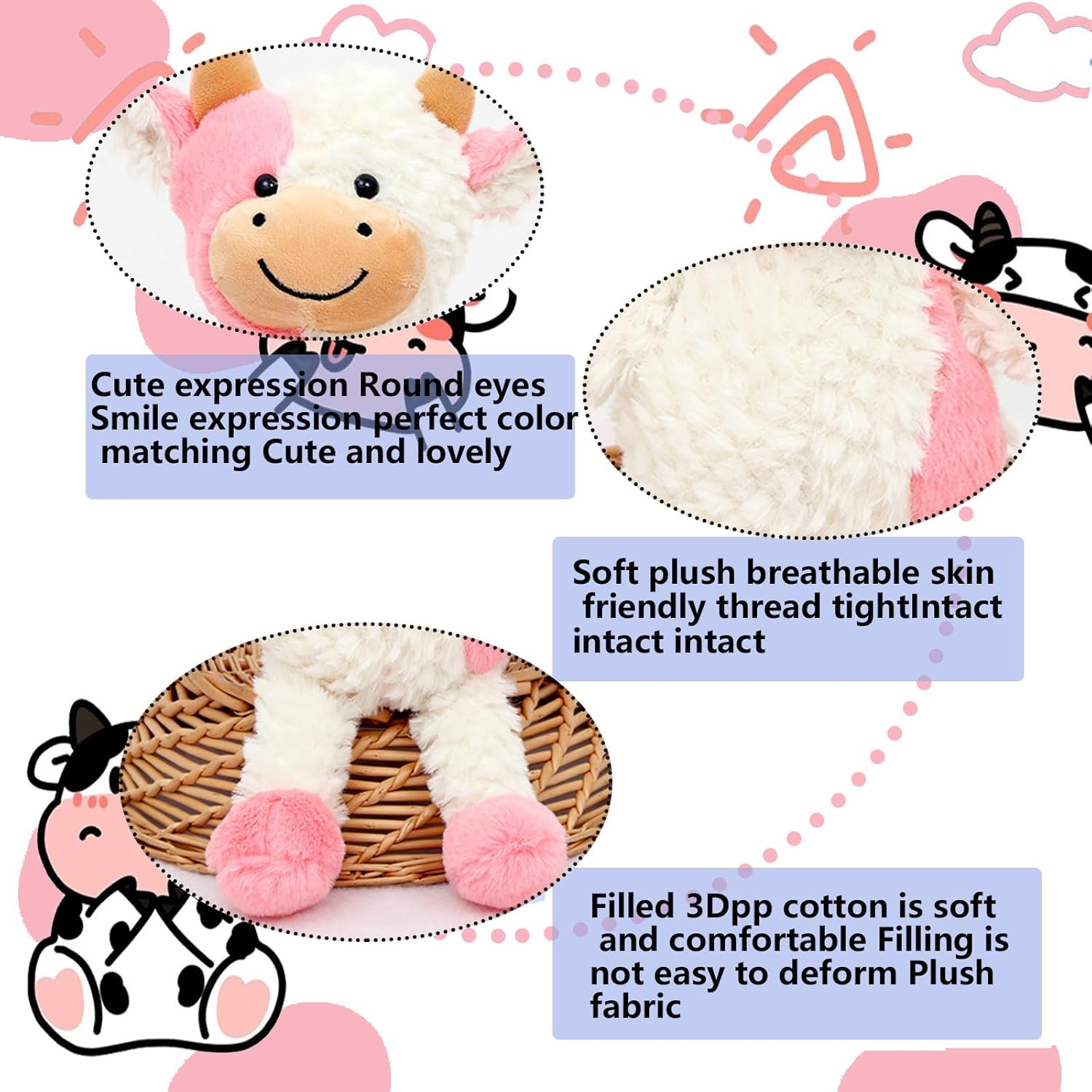 Cute 118 Cow Plush Toy - Soft Stuffed Animal for Kids