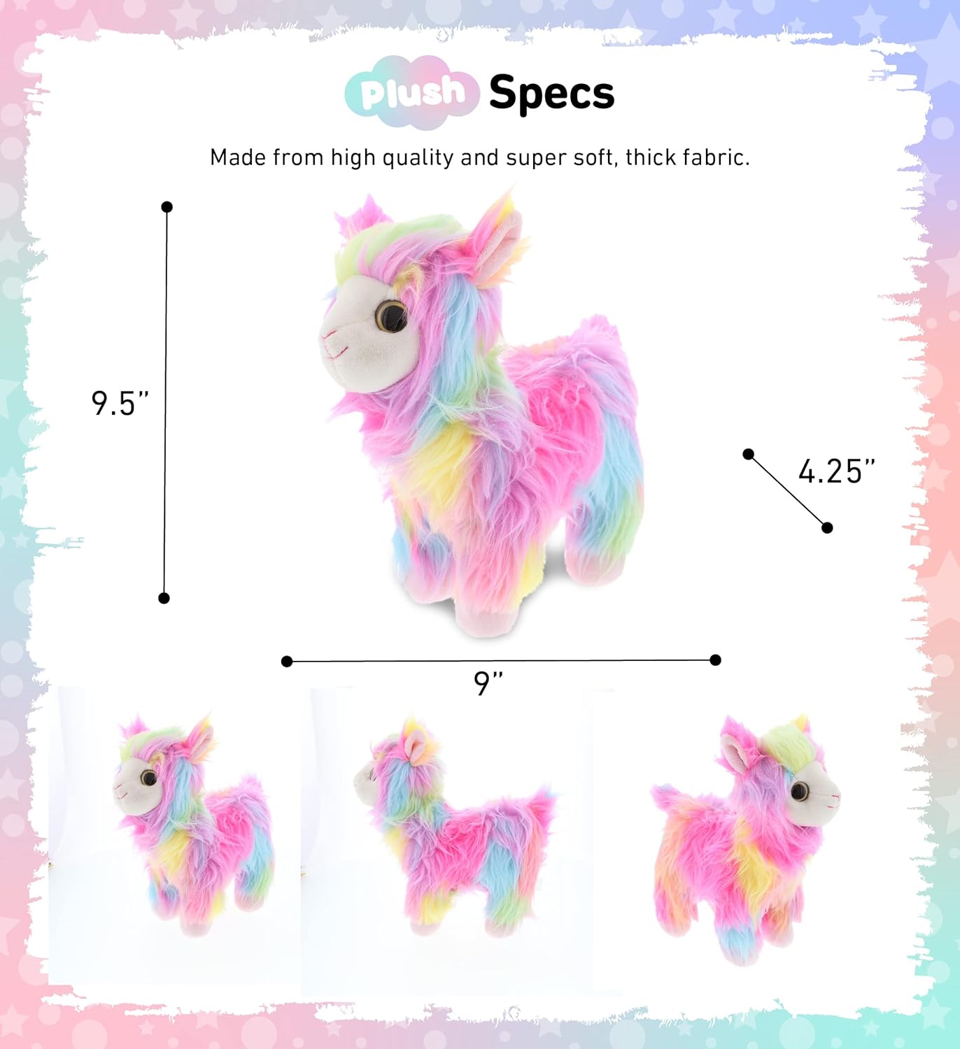 DolliBu Plush Rainbow Llamacorn Stuffed Animal - 95 Inch