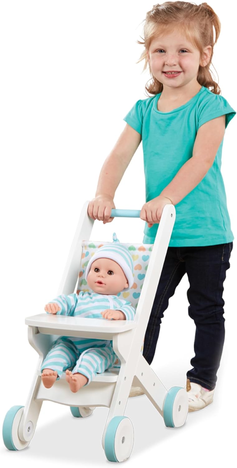 Melissa Doug Mine to Love Wooden Stroller for Dolls