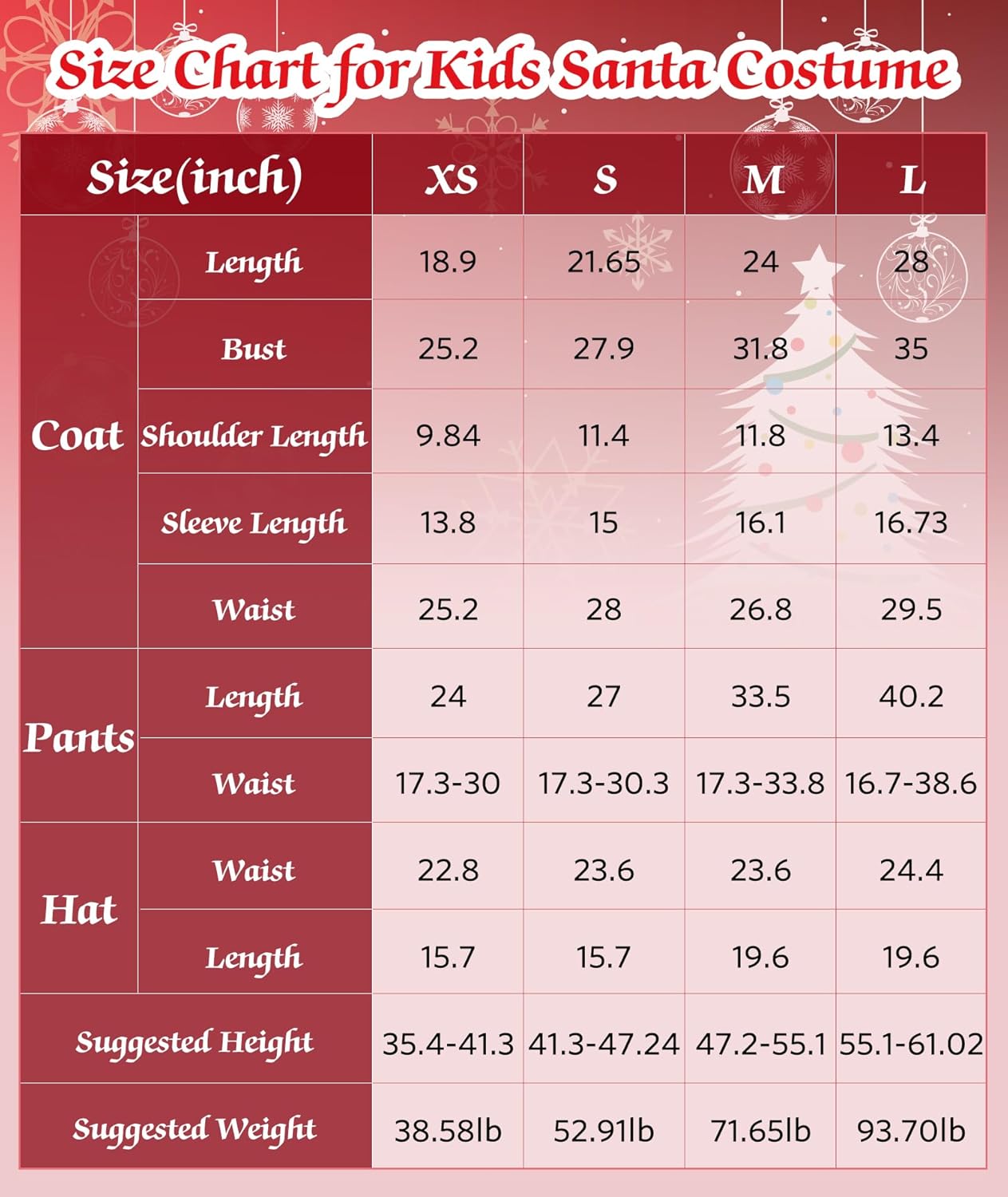 Kids Santa Costume 5Pcs Festive Christmas Suit for Children