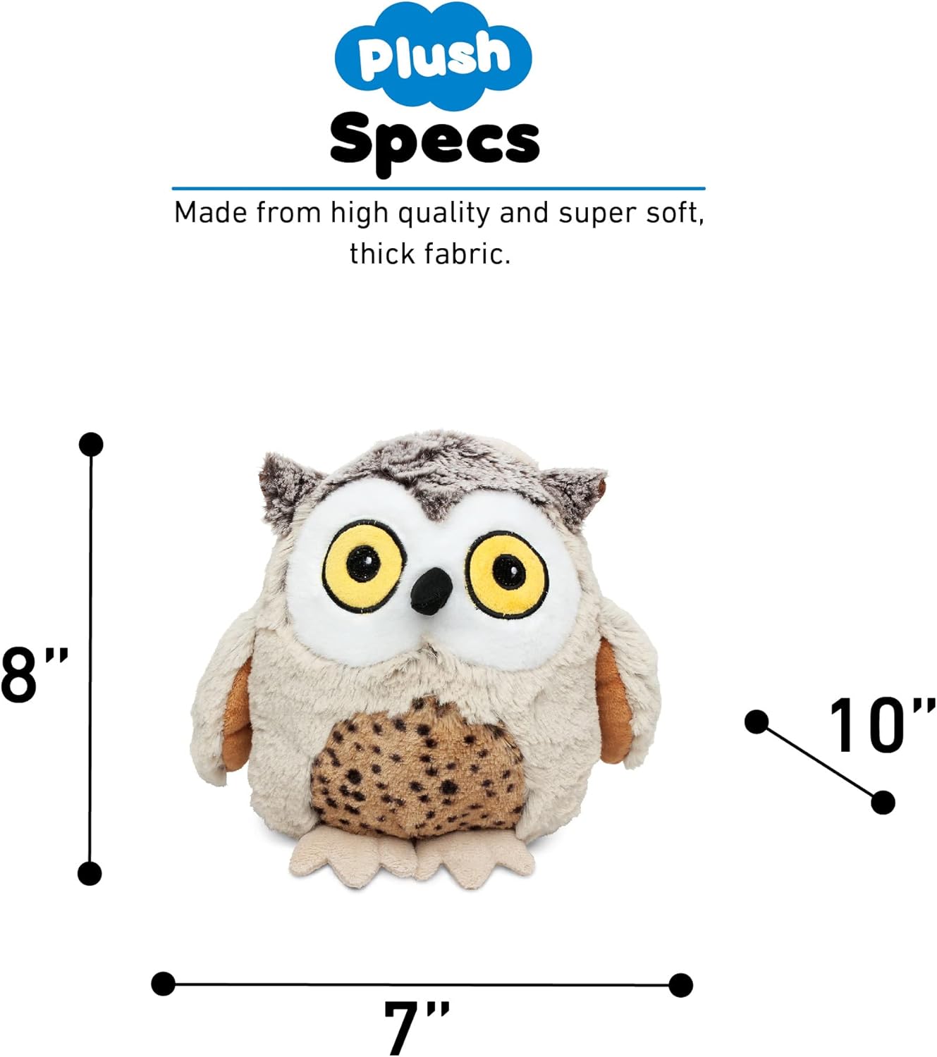 DolliBu Plush Owl Stuffed Animal - 8 Inch Huggable Brown Owl Toy