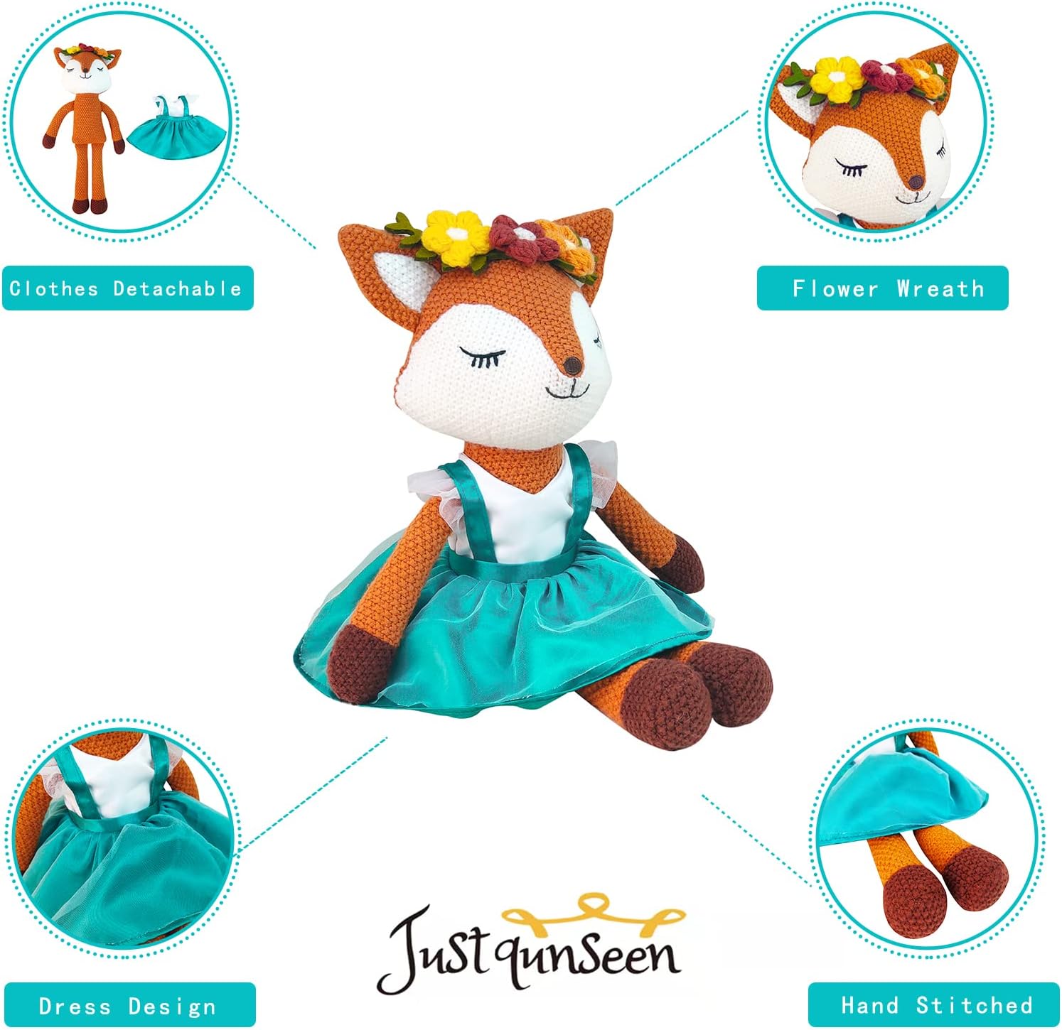 Justqunseen Cute Fox Stuffed Animal for Girls