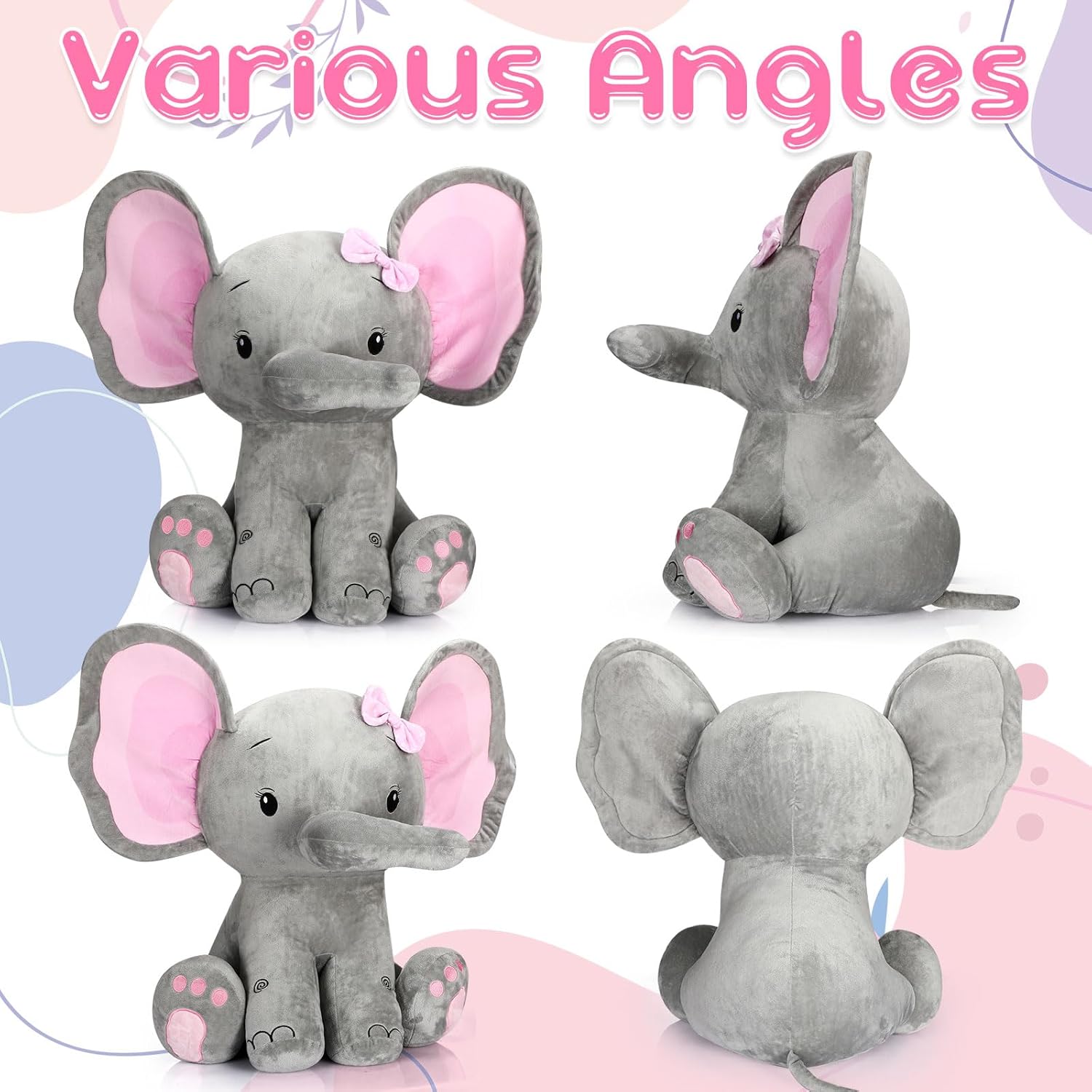Jenaai 24 Inch Giant Plush Elephant Toy for Kids
