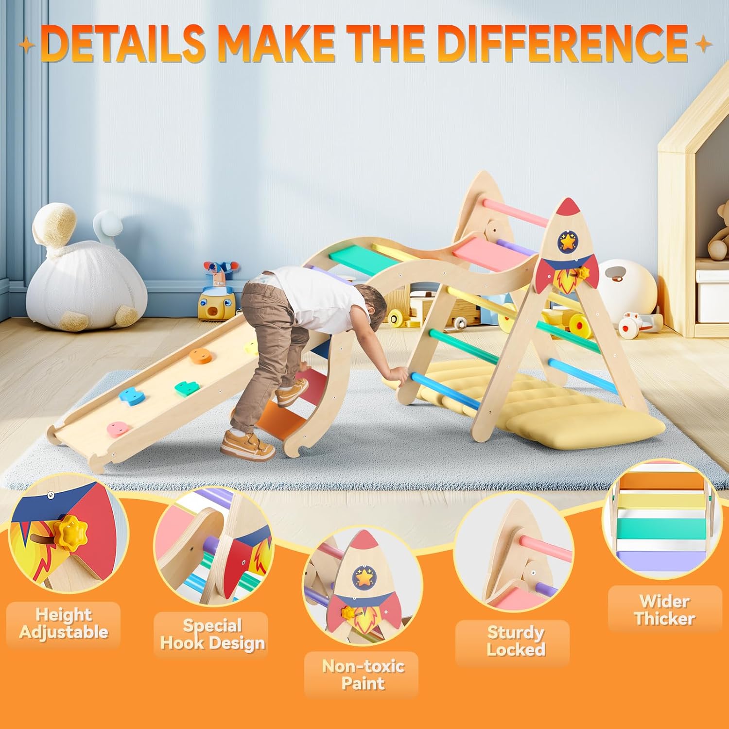 Pikler Triangle Set for Toddlers 1-3 Years