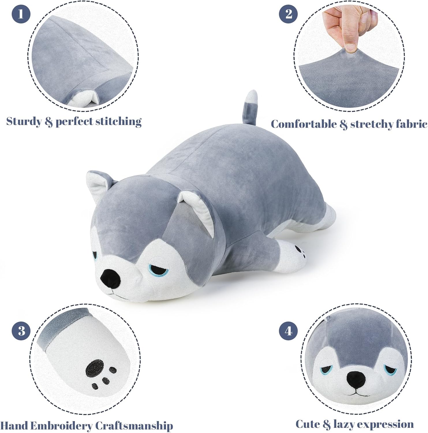 Meowtastic Husky Weighted Plush Toy - 28 Inch 40 lbs