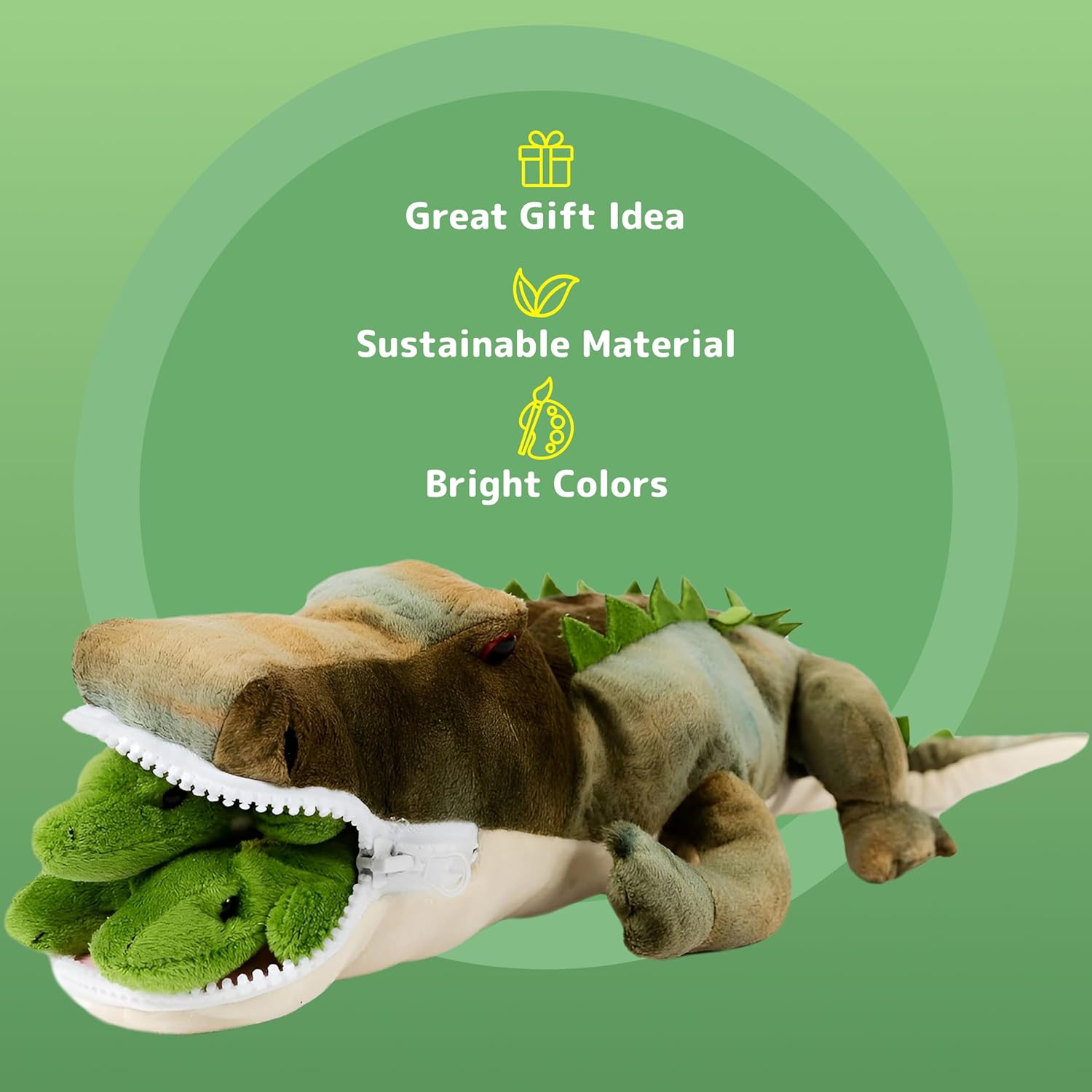 PREXTEX Stuffed Alligator Mommy with 3 Baby Alligators