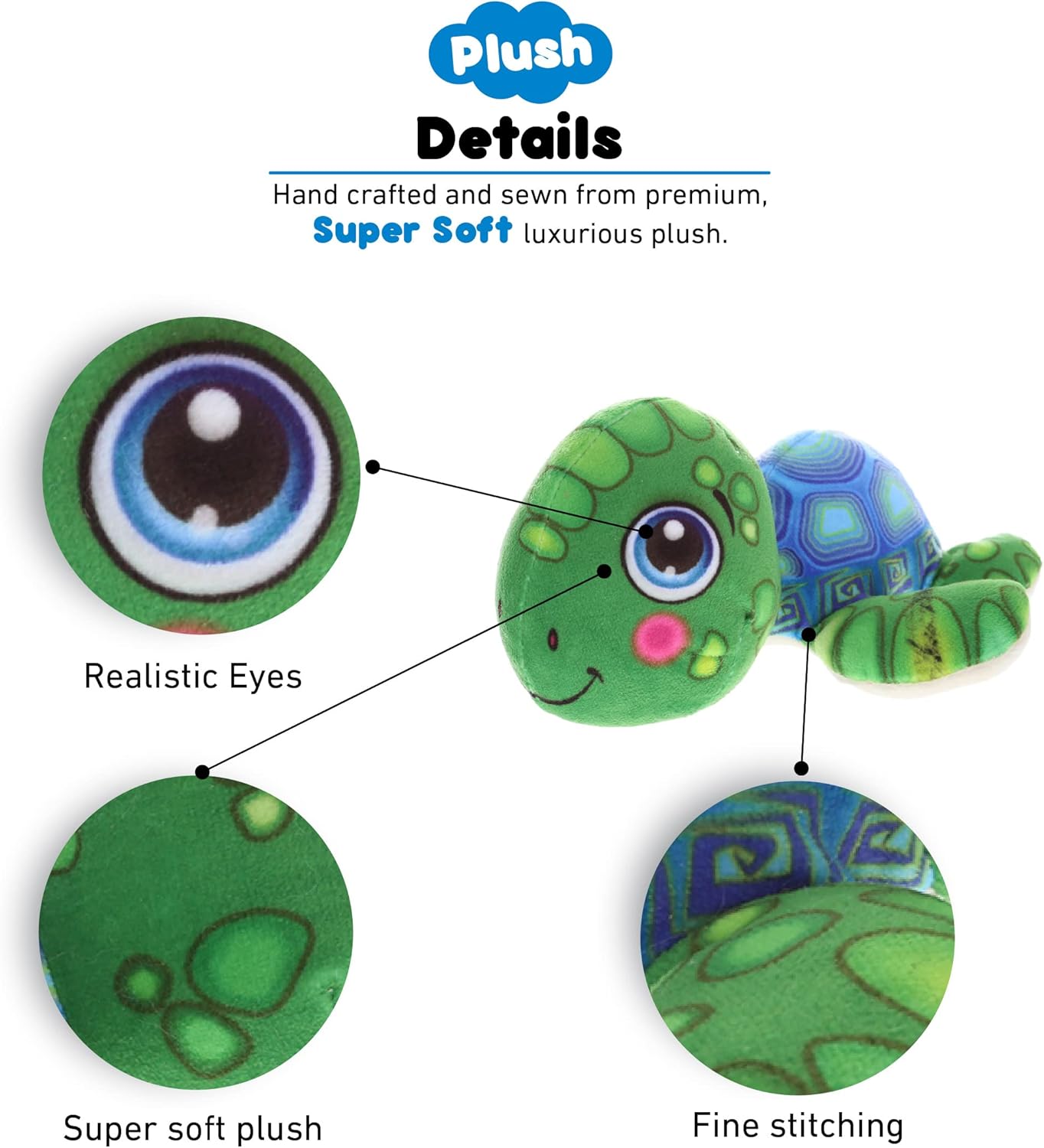 DolliBu Sea Turtle Plush Toy 55 Inches Huggable Stuffed Animal