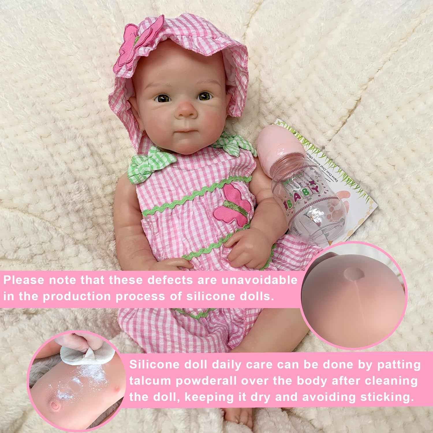 OtardDolls 18 Inch Realistic Silicone Newborn Baby Girl Doll