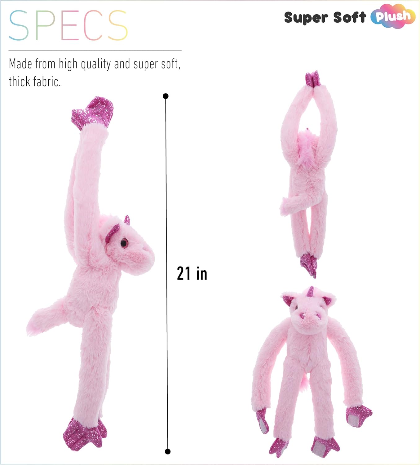 DolliBu Hanging Plush Unicorn - 21 Inch Soft Cuddly