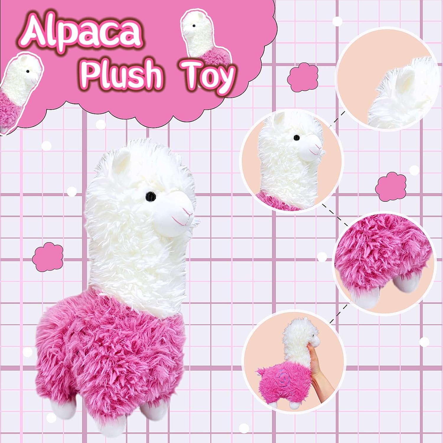 NuomiYue Cute Pink Alpaca Plush Toy 11 Soft Stuffed Animal