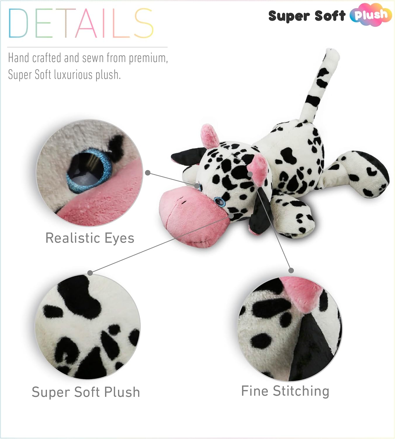 DolliBu Plush Cow Pillow 27 Inch Huggable